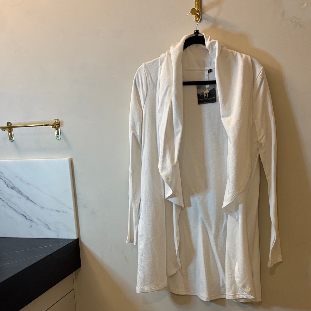 Mono B White Open Front Cardigan
